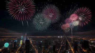 Hyperrealistic Fireworks at the City Skyline
