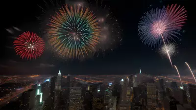 Hyperrealistic Fireworks at the City Skyline