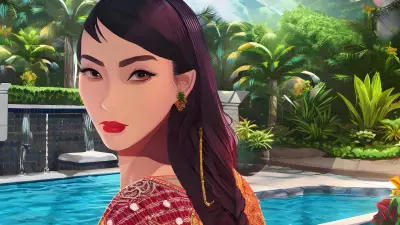 Interconnected Stories A Tropical Pool Portrait