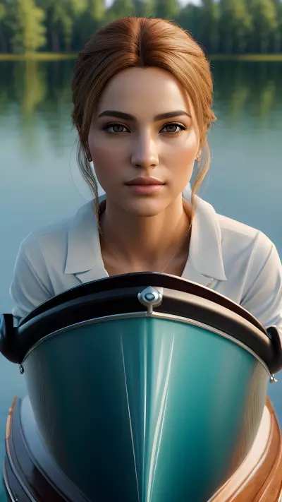 Fine Art Portrait Boat on Serene Lake