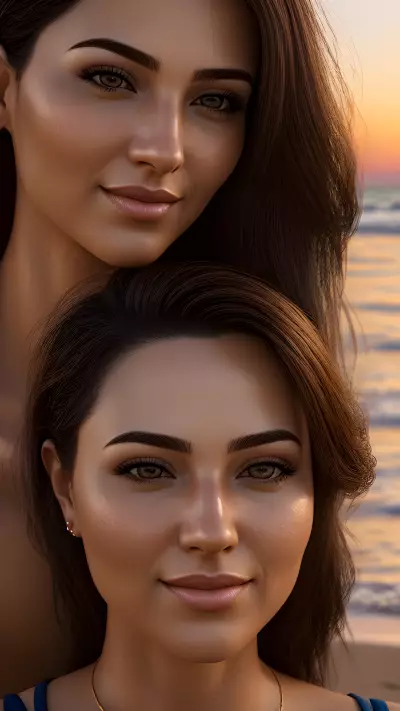 Beautiful Sunset on the Beach Young Love