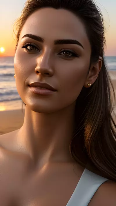 Beautiful Sunset on the Beach Young Love