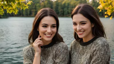 Vintage Style Portrait Capturing True Friendship on a Serene Lake