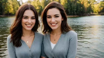 Vintage Style Portrait Capturing True Friendship on a Serene Lake