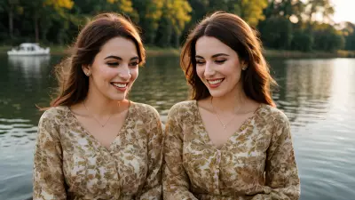 Vintage Style Portrait Capturing True Friendship on a Serene Lake