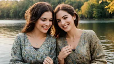 Vintage Style Portrait Capturing True Friendship on a Serene Lake