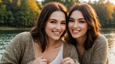 Vintage Style Portrait Capturing True Friendship on a Serene Lake