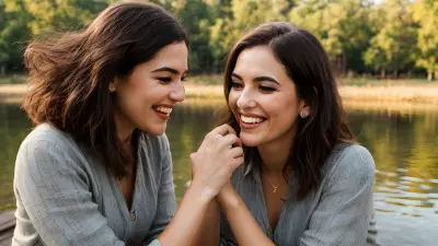 Vintage Style Portrait Capturing True Friendship on a Serene Lake
