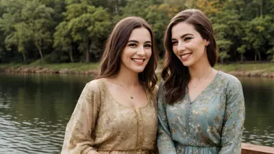 Vintage Style Portrait Capturing True Friendship on a Serene Lake
